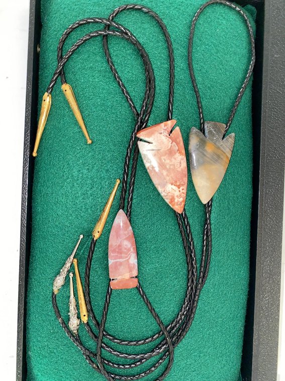 Three Handmade Stone Bolo Ties