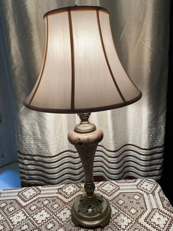 Marble-Base Brass Lamp