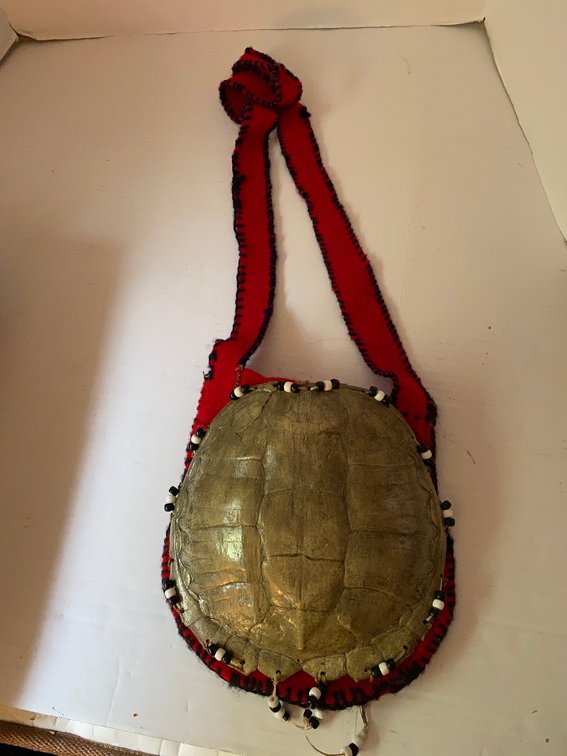 Turtle Shell Possibles Bag with Red Felt Backing