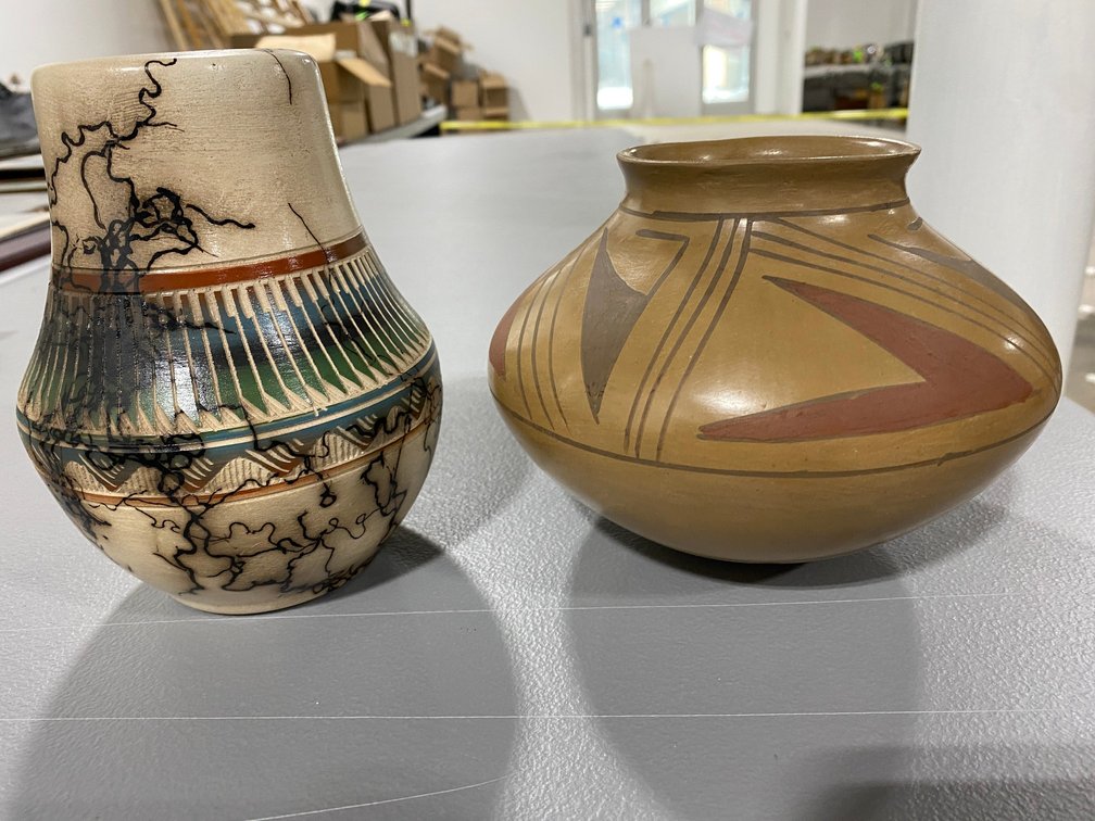 Two Handmade Southwestern-Style Decorated Pottery Vessels