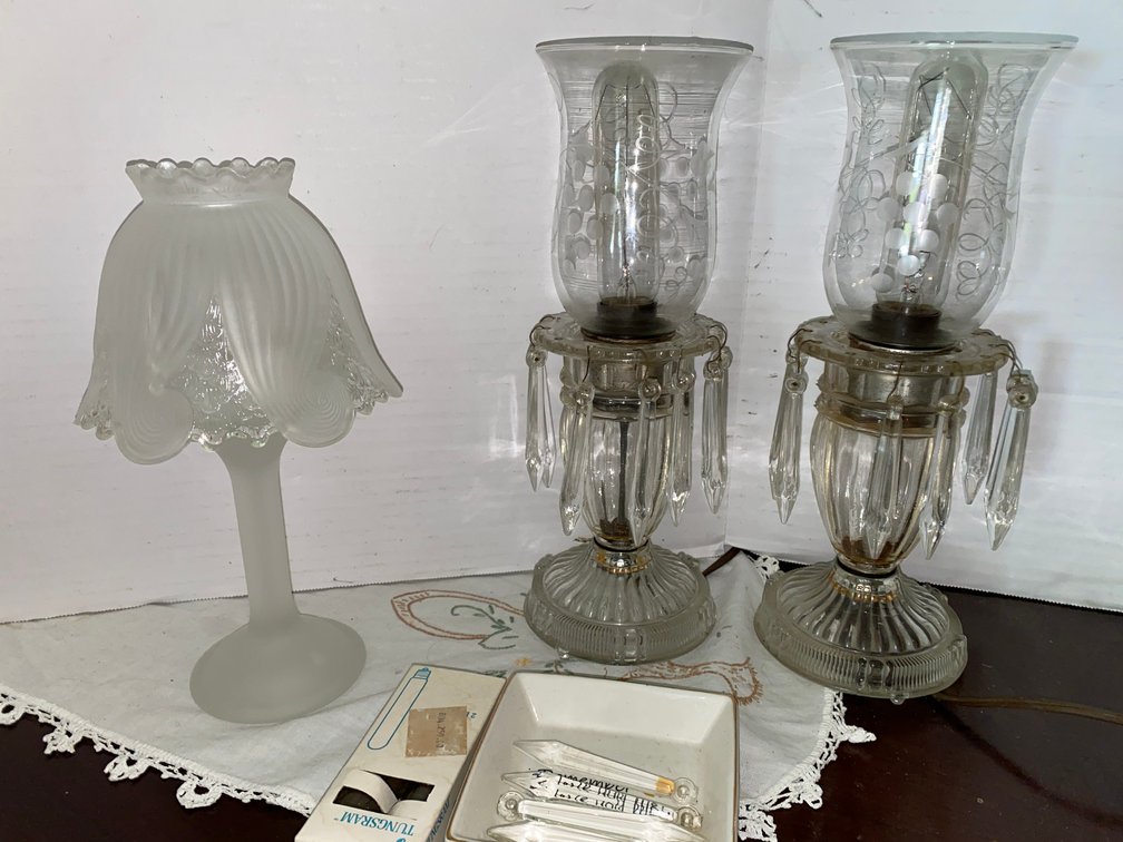 Pair of Lamps with Prisms plus another lamp
