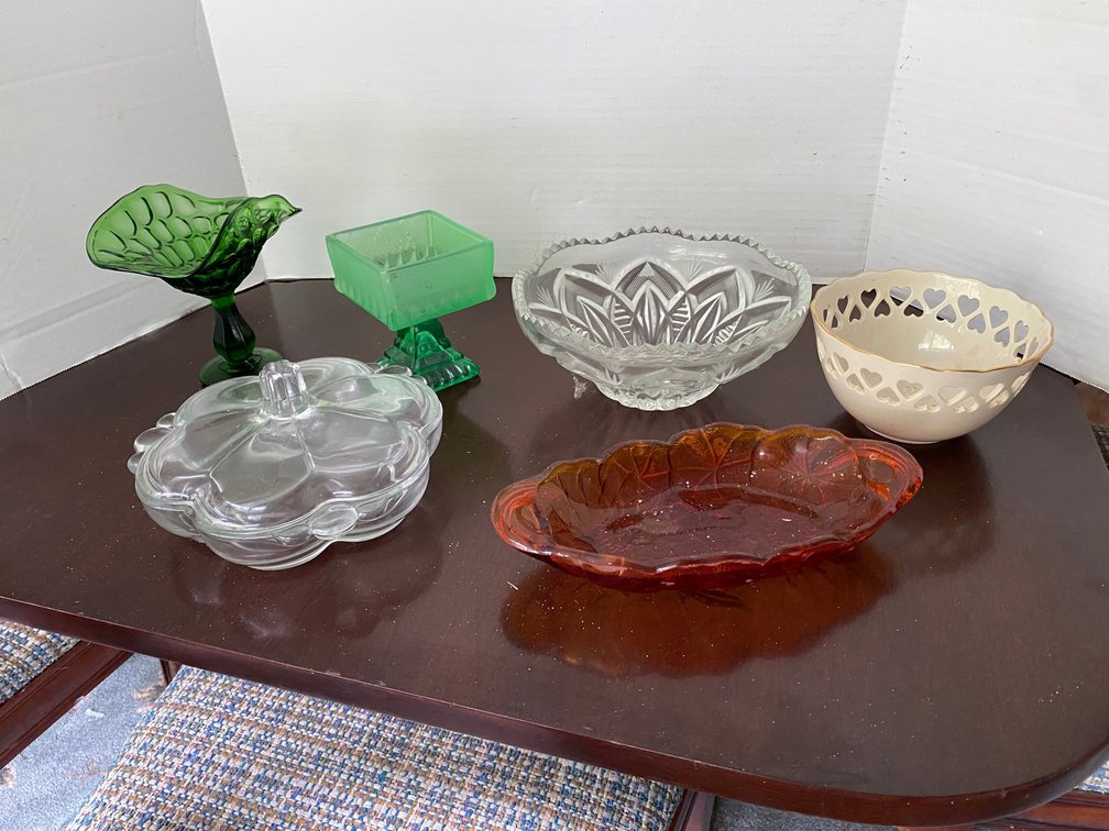 Assorted Vintage Decorative Glass & Serving Pieces