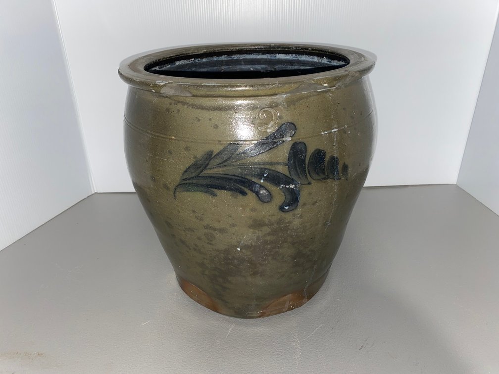 Cobalt-Decorated 2-Gallon Crock