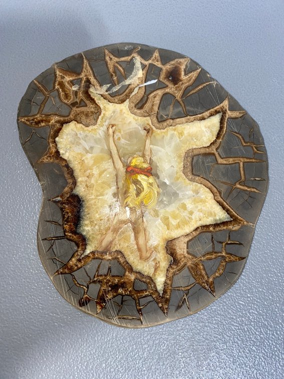 Painted Septarian Nodule Slice