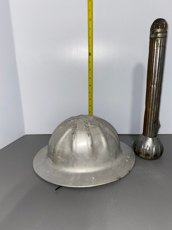 Vintage Hard Hat and Flashlight
