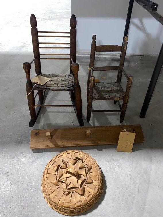 Miniature Chairs and Peg Rack