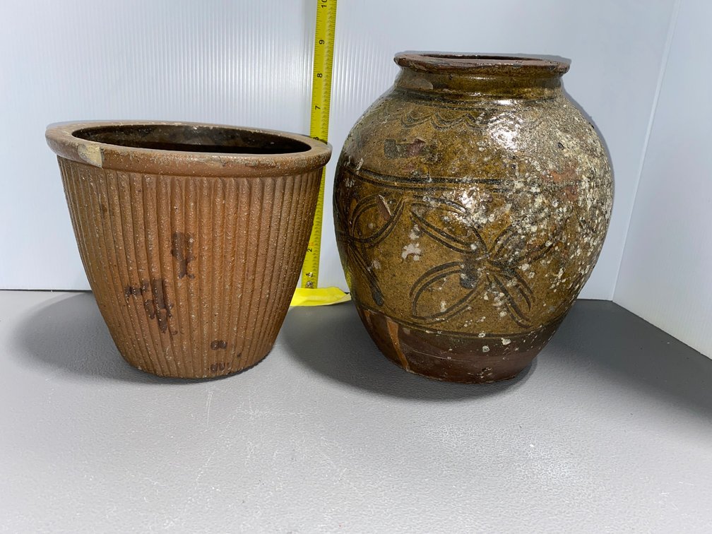 Swank Pottery Vase and Stoneware Jar