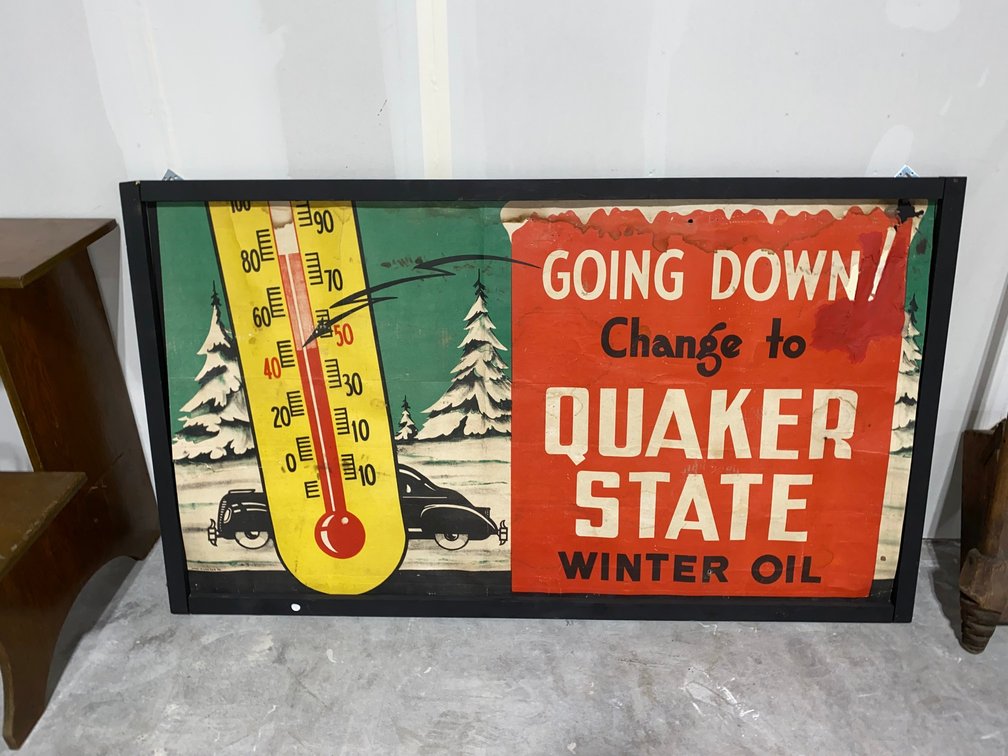 Vintage Quaker State Cardboard Sign