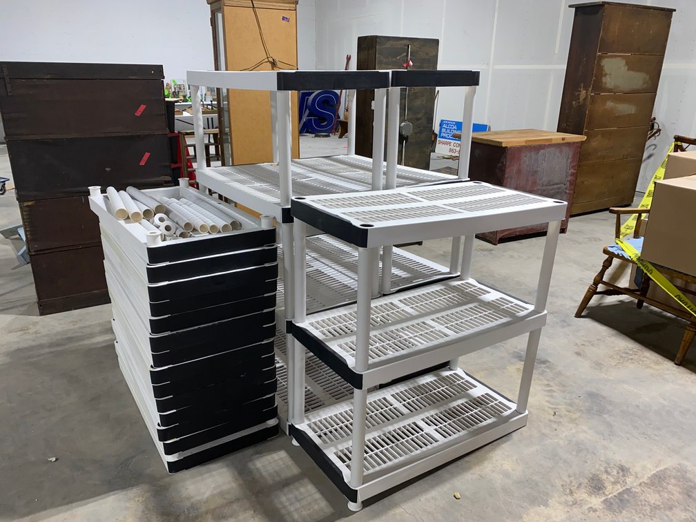 Five Plastic Shelving Units