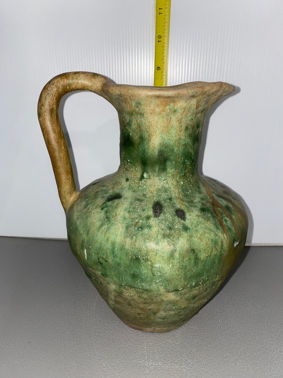 Green-Glazed Red Clay Pitcher