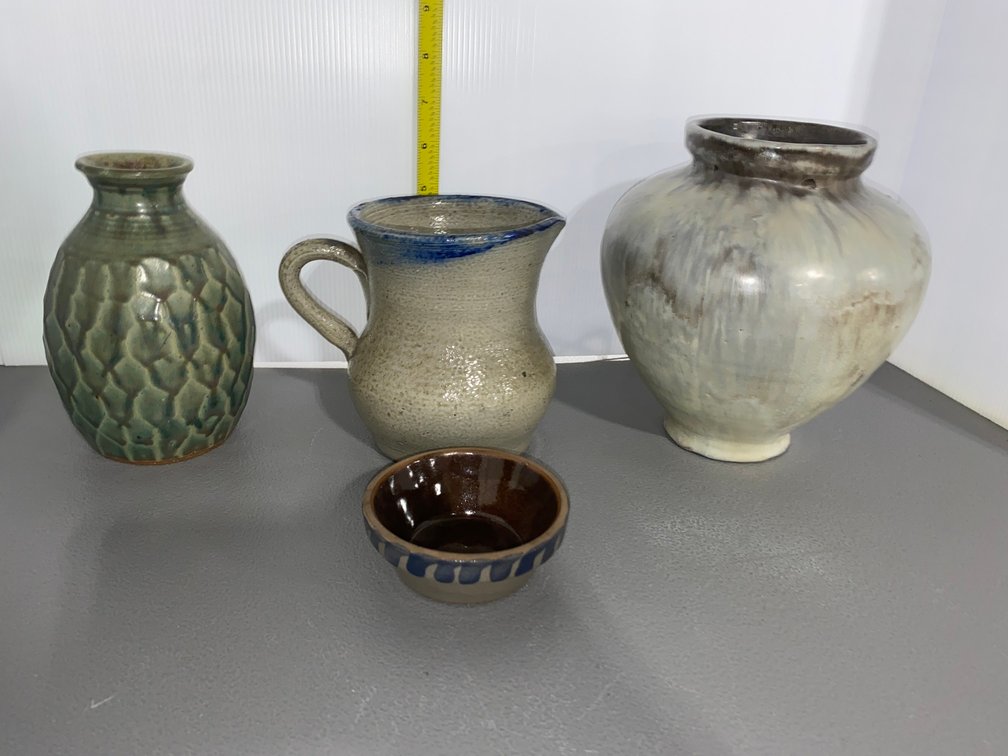 Stoneware Pitcher, Bowl and Vases