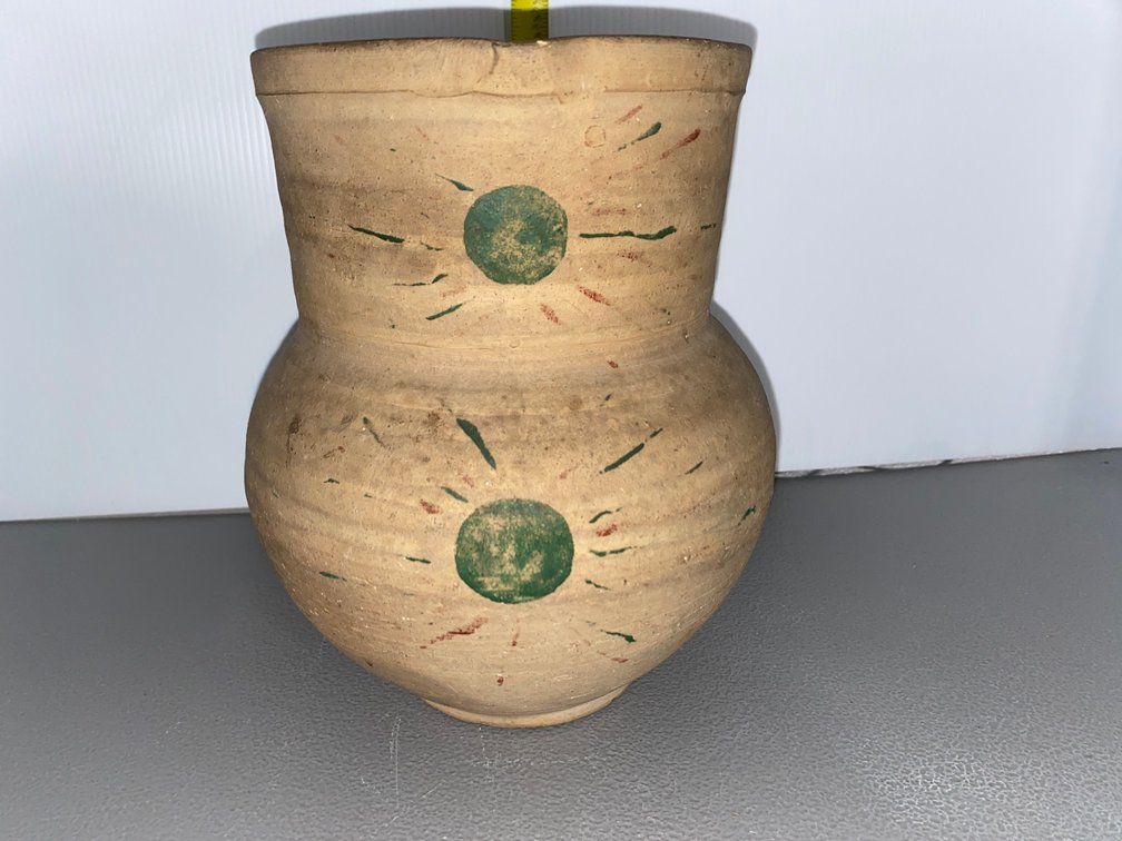 Green-Decorated Mud Pot