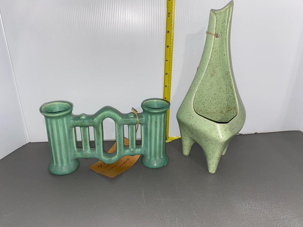 Green Pottery and Wall Pocket