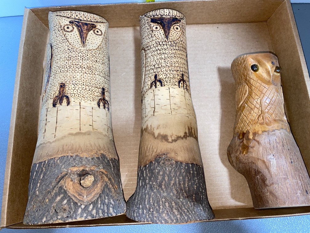 Wooden Owl Sculptures