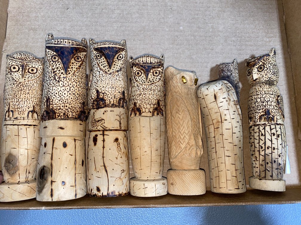 Wooden Owl Sculptures
