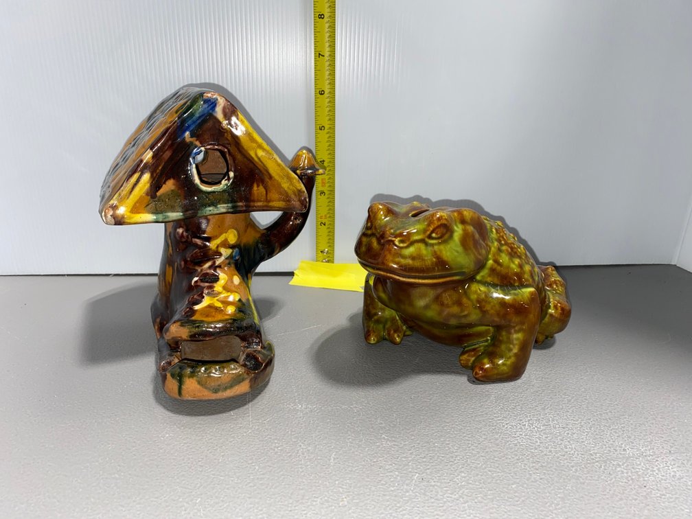 Ceramic Frog Bank and Boot