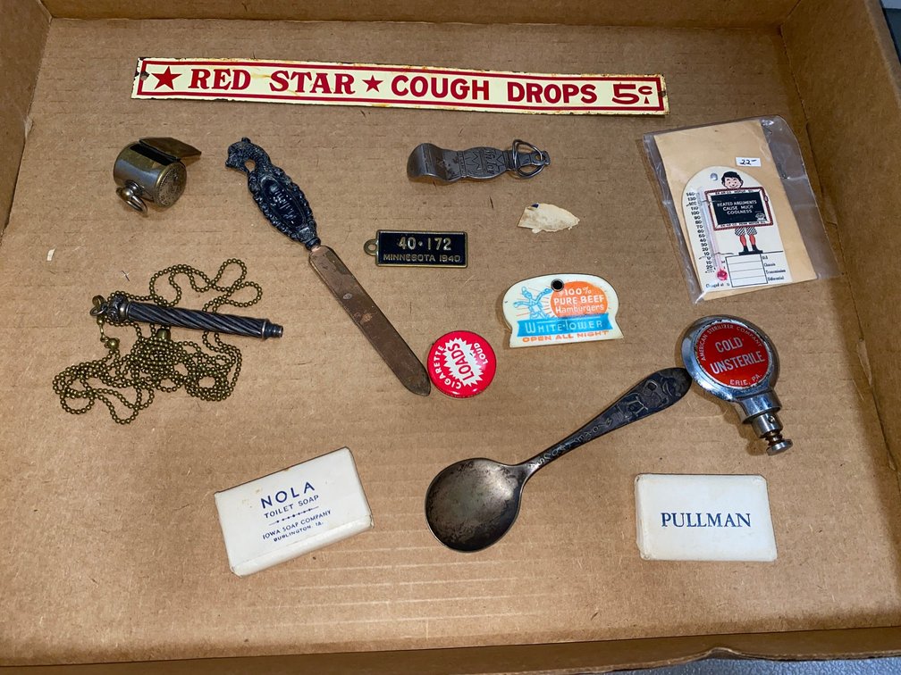 Vintage Whistle and Advertising Items