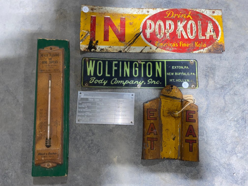 Advertising Metal Signs and Thermometer