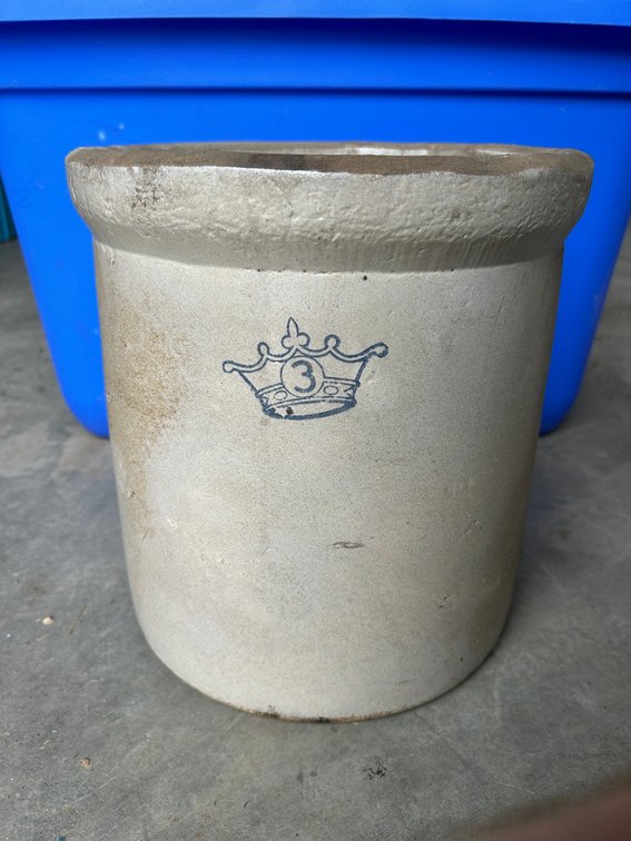 Cream crock with crown #3