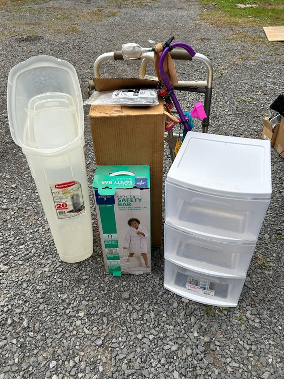 Walker, cane, 2 storage items