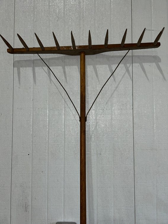 Antique wooden hay rake