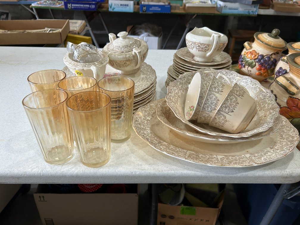 Incomplete set of China-serving dishes, platters, creamer, sugar, plates
