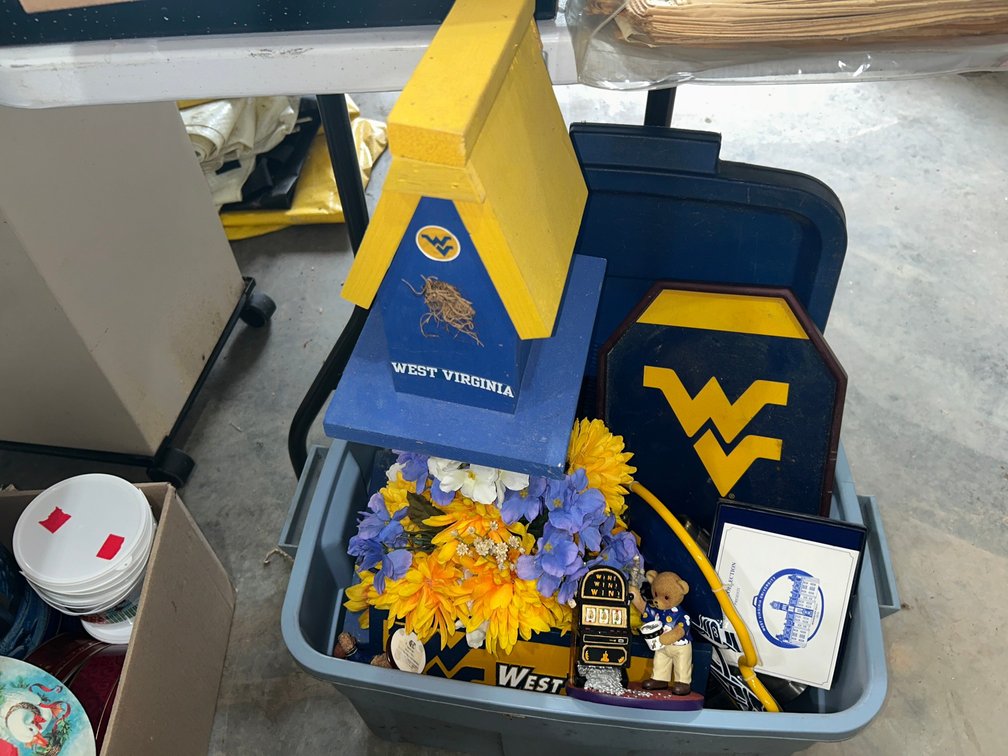 WVU decorative items, some Steeler decorative items