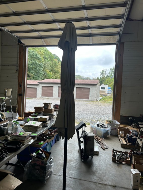 Patio umbrella on stand