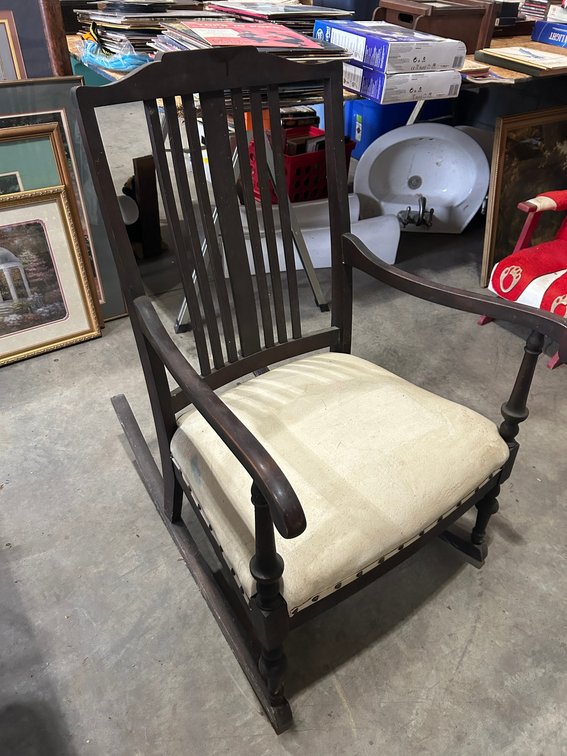 Rocking chair with upholstered seat
