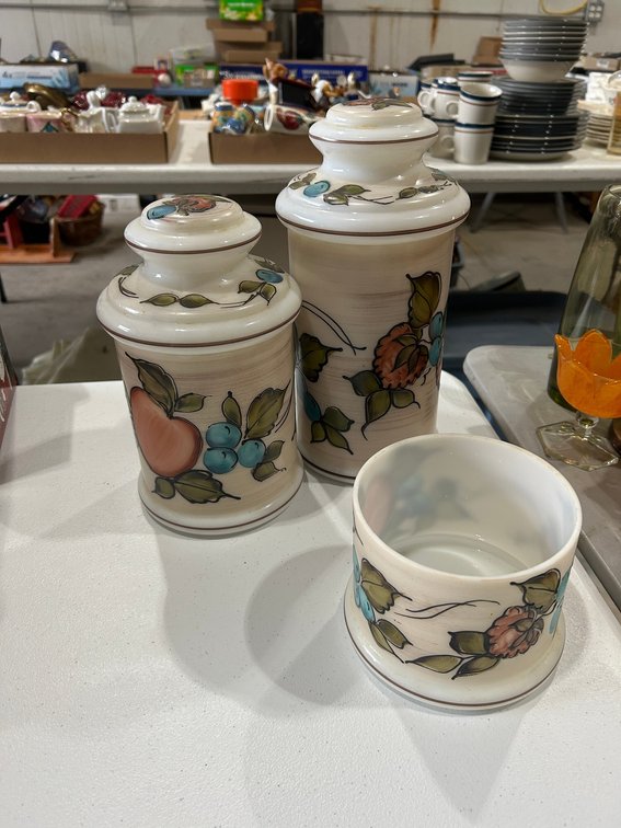 Hand painted decorative jars with lids