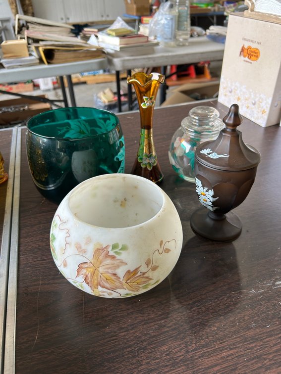 Hand painted covered candy decorative bowls, flower vase
