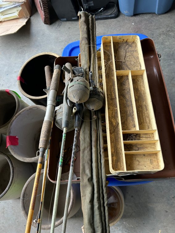 Fishing poles, tackle box