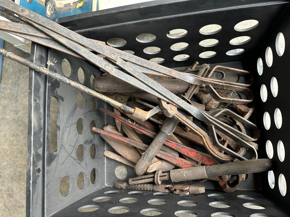 Heavy metal tongs, spikes, pliers