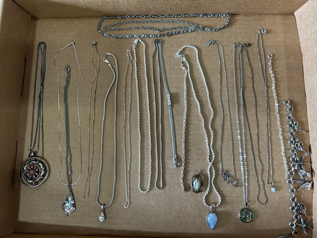 Necklaces, some with pendants
