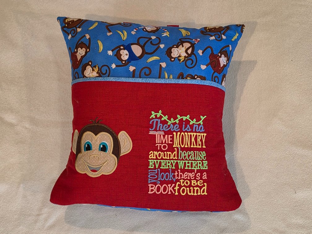Monkey Reading Pillow