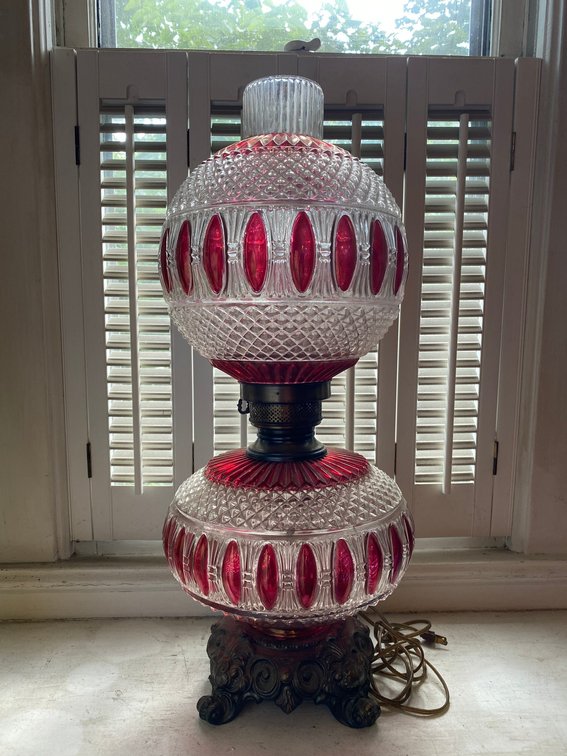 Ruby and clear Lamp