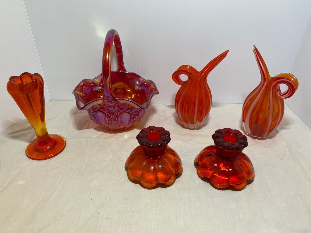Pink Carnival glass