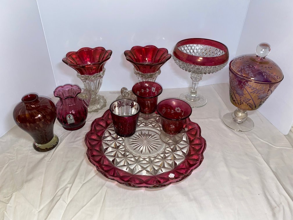 Ruby and clear Stemware, Pilgrim Cranberry Glass