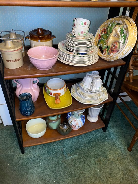 3-Shelves of Decorative Vases, Pottery Canisters