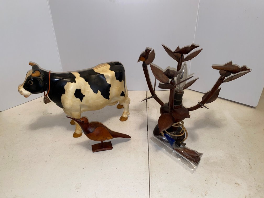 Cow Toy, Wooden Bird, Wooden Lamp