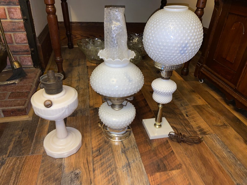3-Milk Glass Lamps