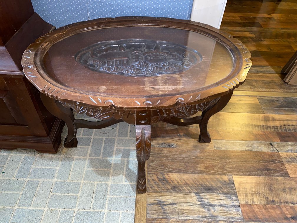 End Table with inlayed Scene