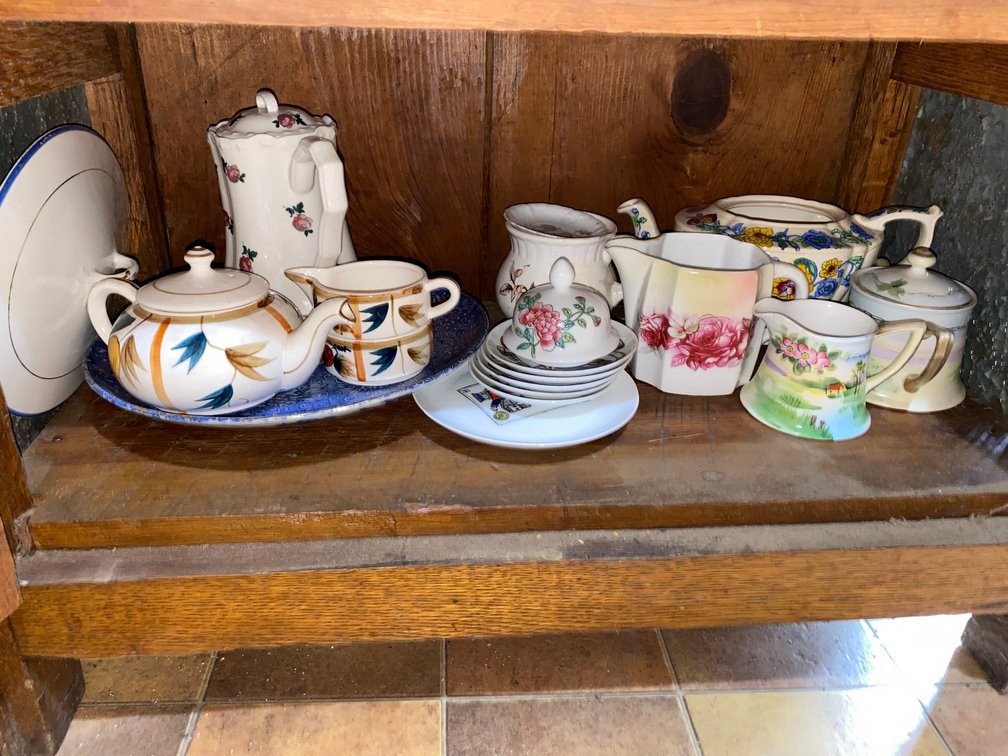 Cups, Saucers, Creamers, Sugars, Plates