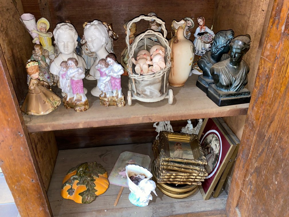Boy and Girl Figurines, Busts, Pitcher, Pictures