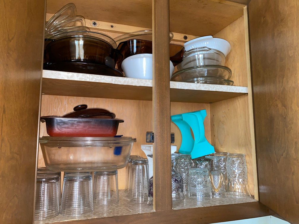 Drinking Glasses, Pyrex Baking Dishes,