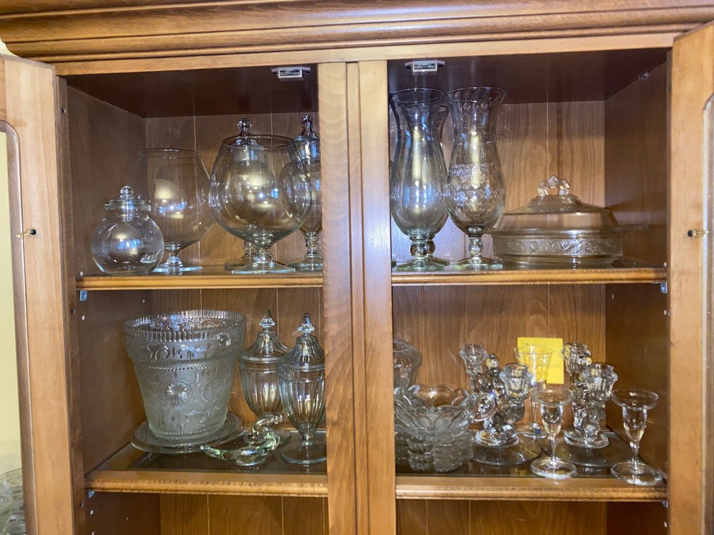 Glass Candlesticks, Glass Ice bucket, Horderve Plates, Compotes