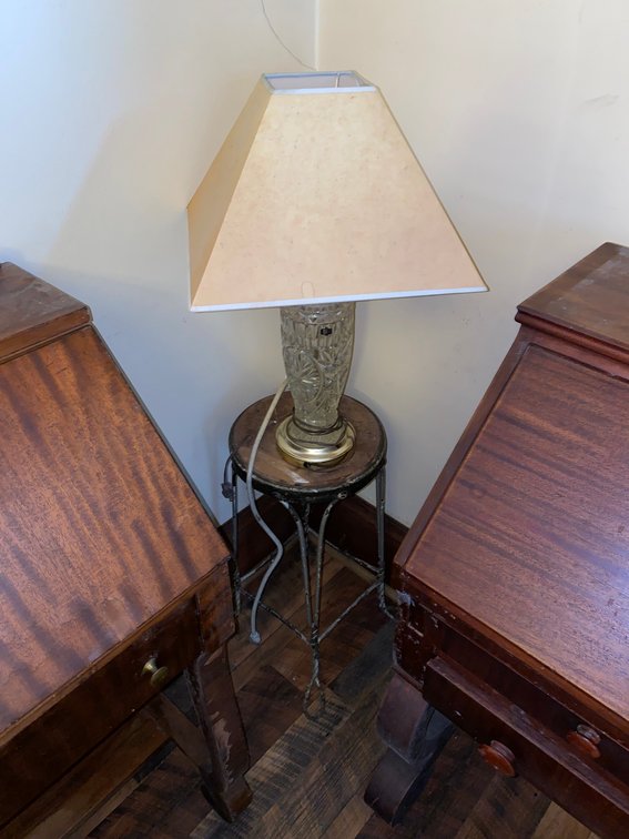 Metal Plant Stand with Glass Lamp