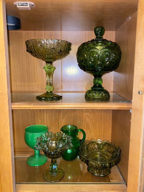 Moon and Star Pattern Covered Compote, Small Pitcher