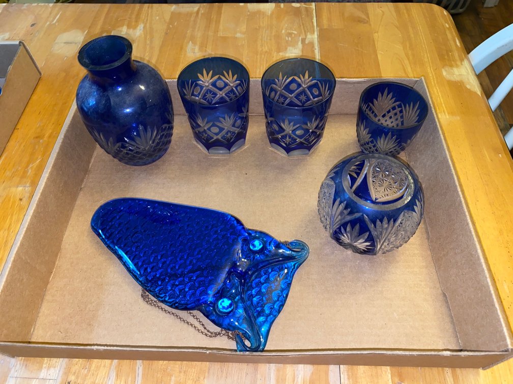 Cobalt and Clear glasses
