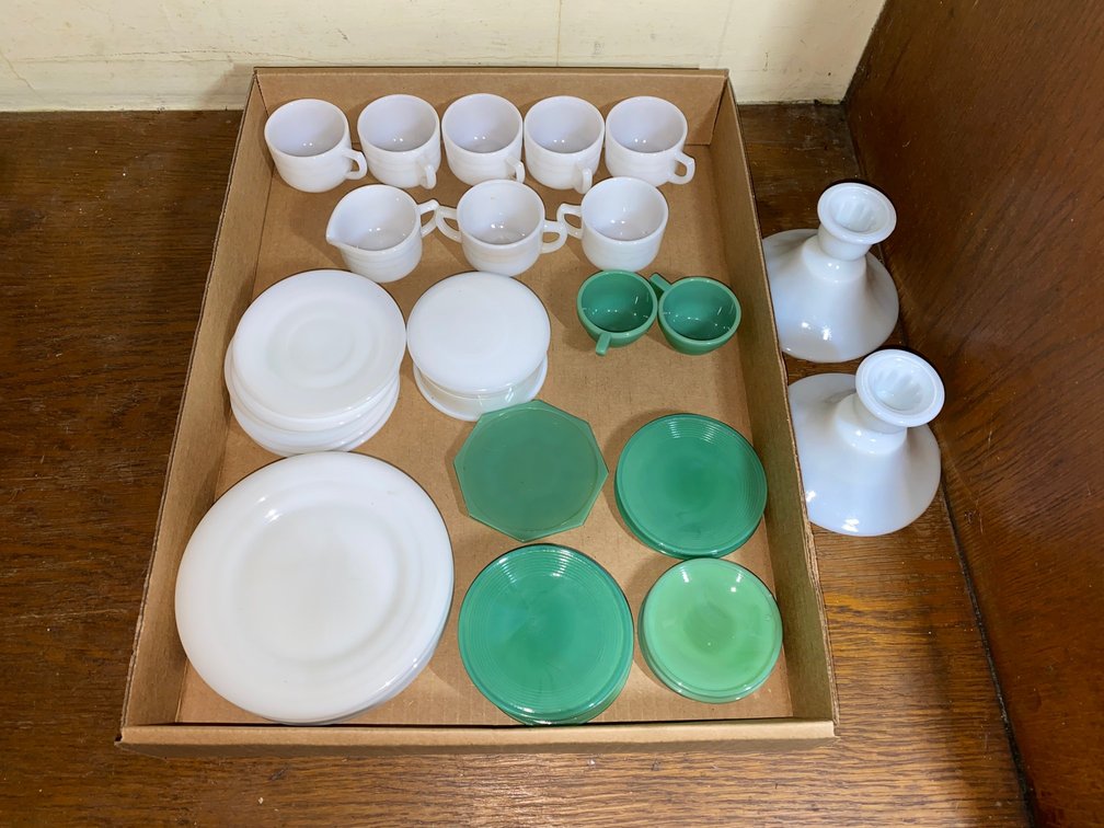 Miniature Tea Cups and Saucers, 2-Candlestick Holders